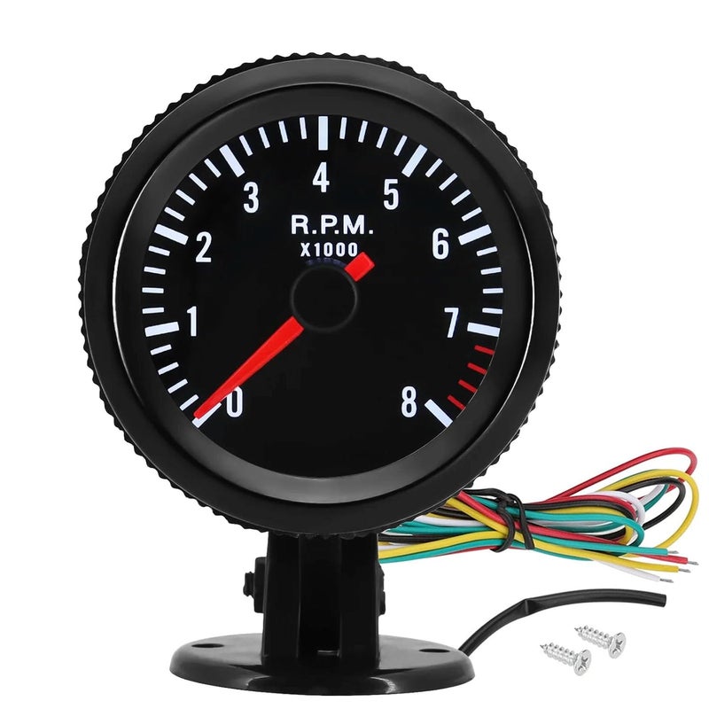 BLLYOGU Universal 2" Tachometer 8000 RPM Meter with Gauge Holder for 12V Gasoline Car Engine 1-8 Cylinders - Image 1